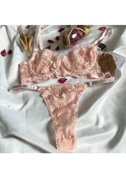 Pembe Balenli Dantelli Bralet Takı modelleri
