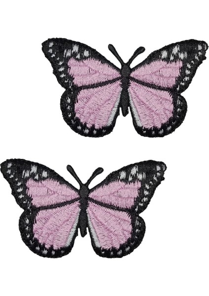 Ütü ile Yapışan Arma - Patch - Kelebek Modeli Pembe (6cm x 5,5cm) 2 Adet