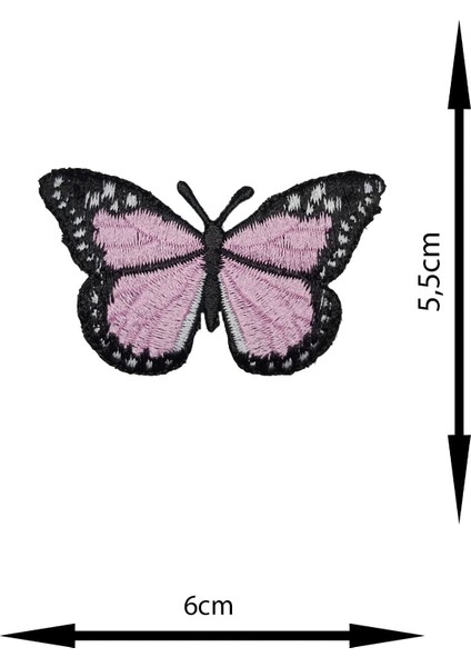 Ütü ile Yapışan Arma - Patch - Kelebek Modeli Pembe (6cm x 5,5cm) 2 Adet