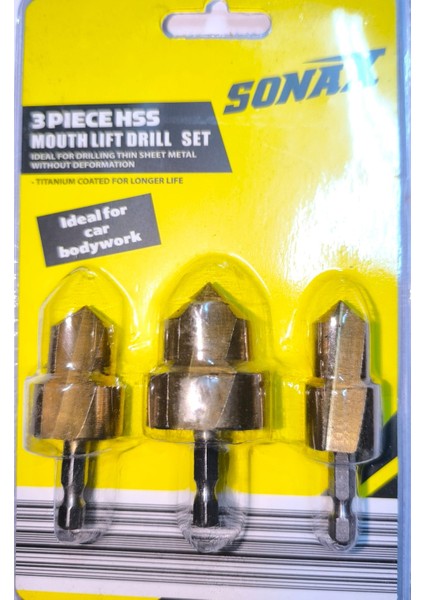 Sonax Pvc 3 Adet Kademeli Matkap Ucu, Altıgen Saplı Su Borusu Bağlantı Aleti 20/25/32MM, Ahşap Delme Merkezi Matkap Ucu