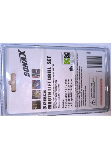 Sonax Pvc 3 Adet Kademeli Matkap Ucu, Altıgen Saplı Su Borusu Bağlantı Aleti 20/25/32MM, Ahşap Delme Merkezi Matkap Ucu