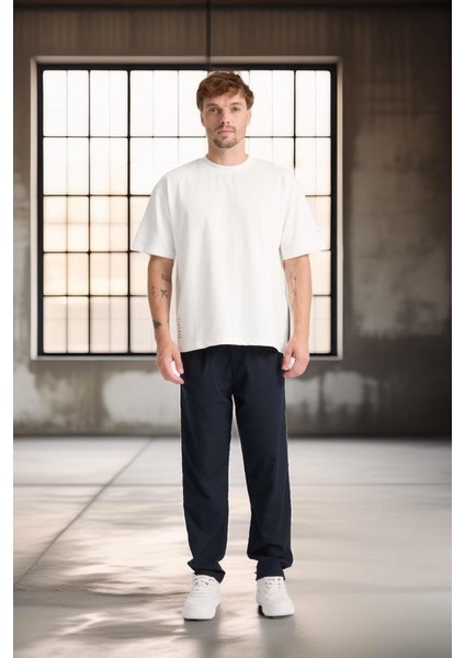 Önü Çift Pileli Fermuarlı Beli Lastikli Jogger Erkek Pantolon - Lacivert modelleri