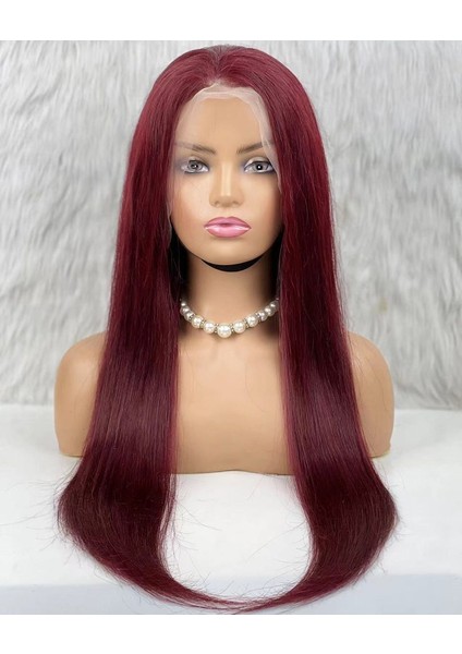 Gerçek Front Lace Tül Peruk - Düz - Koyu Kızıl 70-75 cm