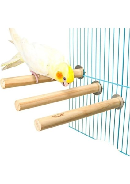 Trendme 2 Adet Ahşap Papağan Kuş Tüneği 25 cm (Kalın)