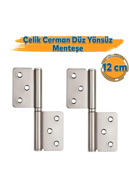 Yönsüz Cerman Çerman Alüminyum Kapı Menteşesi 2 Adet 2 Li Kolay Montaj Dayanıklı Saten 12 cm Menteşe