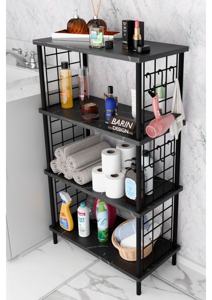 Çevir Kur Kolay Kurulum 4 Katlı Banyo Rafı | Metal Telli Çok Amaçlı Organizer Dolap Stand Raf