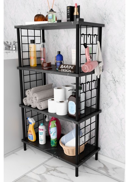 Çevir Kur Kolay Kurulum 4 Katlı Banyo Rafı | Metal Telli Çok Amaçlı Organizer Dolap Stand Raf