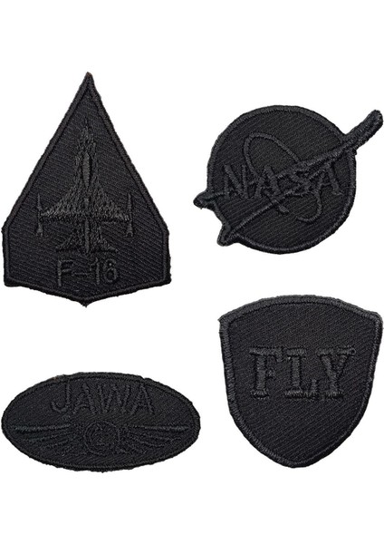 Ütü ile Yapışan Arma - Patch - Delik Yama Set-2 Modeli Siyah (4'lü Set)