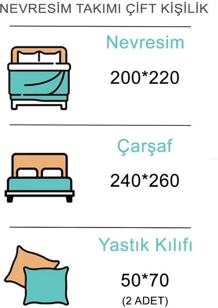 Nevresim Takımı -Çift Kişilik - %70 Pamuk % 30 Polyester Nevresim Seti