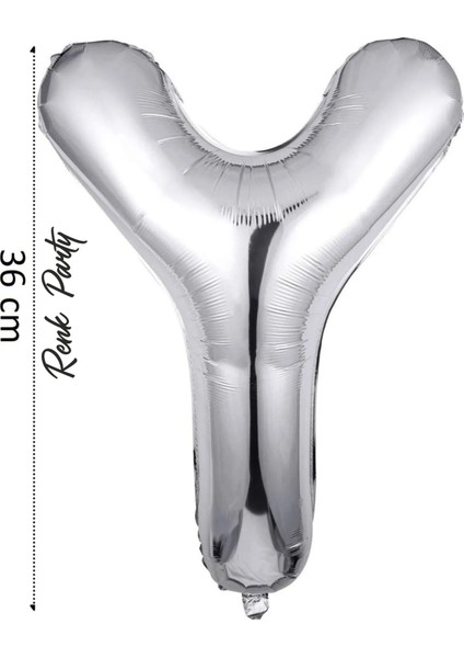 Folyo Balon Y Harfi Helyum Balon 36 cm Gümüş Renk - Y Harf Balon - Harf Folyo Balon - 16 Inch