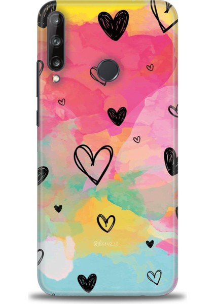 Huawei P40 Lite E Kılıf Hd Baskılı Kılıf + Seramik Tam Kaplayan Ekran Koruyucu 417