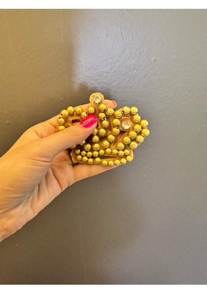 9x7 cm Sarı Boncuk Işleme Taç Arma Dikiş Aplike fiyatları