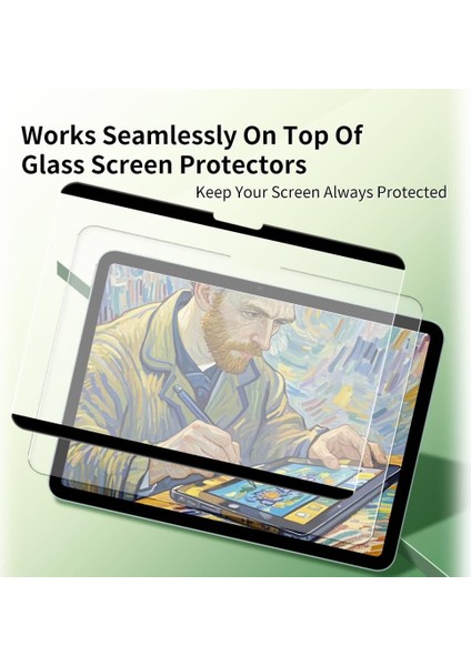 Apple iPad 7. Nesil 10.2 Inc (2019) Mıknatıslı Kağıt Hissiyatlı Yansıma Önleyici Mat Paperlike Magnetic Ekran Koruyucu A2197 A2200 modelleri