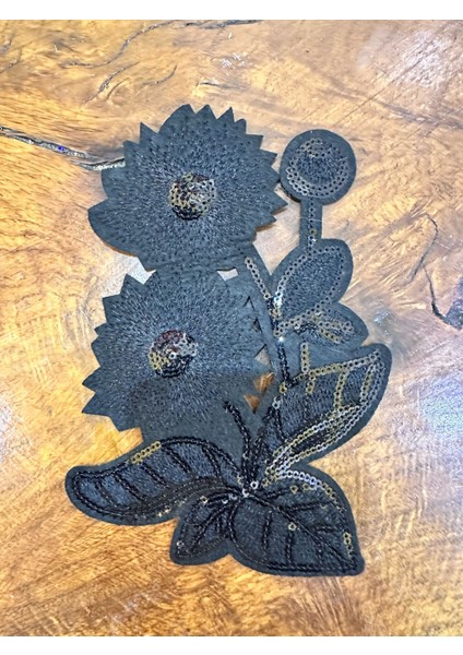 18X13 cm Ütü Ile Yapışan Siyah Payetli Çiçek Arma Dikiş Aplike modelleri