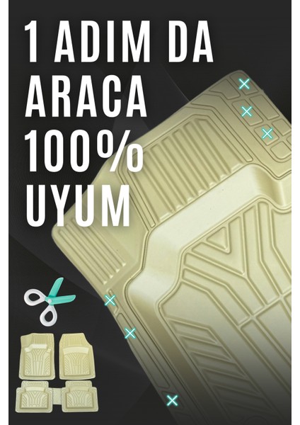 Tüm Araçlara Uyumlu Universal 3D Havuzlu Bej Oto Paspas