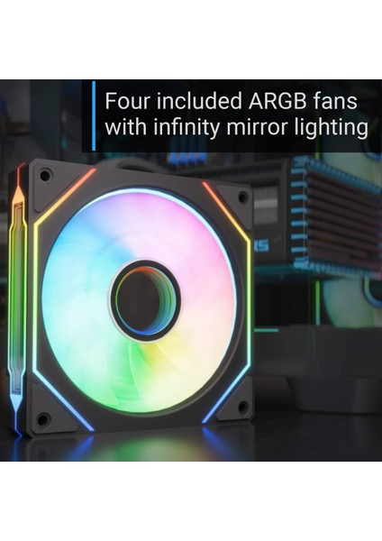 P500C 4X12CM Mirror A-Rgb Fanlı, Panoramik Tempered Panel, Atx Bilgisayar Kasası (AE-P500C-BK)