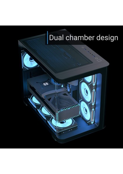 P500C 4X12CM Mirror A-Rgb Fanlı, Panoramik Tempered Panel, Atx Bilgisayar Kasası (AE-P500C-BK)