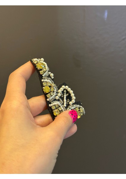 8x5 cm Boncuk Taş Işleme L Harfi Arma Dikiş Aplike fiyatları