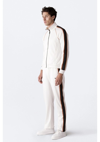 Isaora Şerit Detaylı Streç Relaxed Fit Normal Bel Düz Paça Jogger Pantolon Erkek Pantolon M24S5404 Sbtlwht