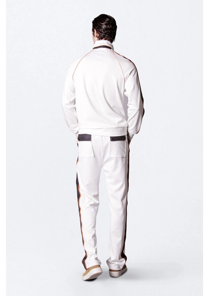 Isaora Şerit Detaylı Streç Relaxed Fit Normal Bel Düz Paça Jogger Pantolon Erkek Pantolon M24S5404 Sbtlwht