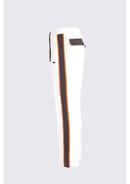 Isaora Şerit Detaylı Streç Relaxed Fit Normal Bel Düz Paça Jogger Pantolon Erkek Pantolon M24S5404 Sbtlwht