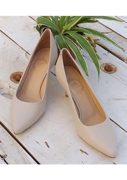 Nish N324 Kadın Hakiki Deri Alçak Topuklu Klasik Stiletto Ayakkabı