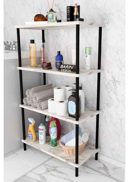 Çevir Kur Kolay Kurulum 4 Katlı Banyo Rafı | Metal Gövdeli Çok Amaçlı Organizer Stand Banyo Dolabı modelleri