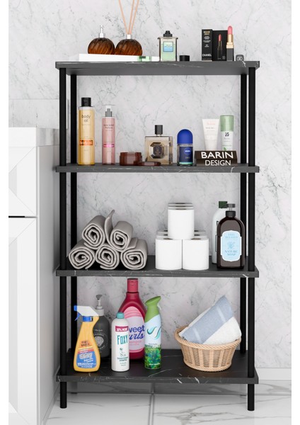 Çevir Kur Kolay Kurulum 4 Katlı Banyo Rafı | Metal Gövdeli Çok Amaçlı Organizer Stand Banyo Dolabı
