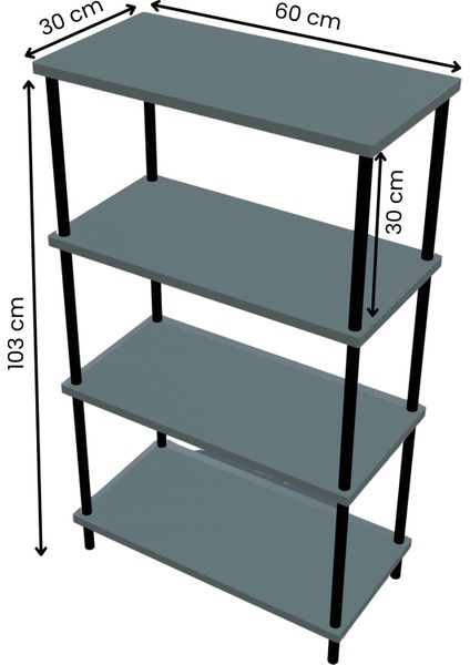 Çevir Kur Kolay Kurulum 4 Katlı Banyo Rafı | Metal Gövdeli Çok Amaçlı Organizer Stand Banyo Dolabı