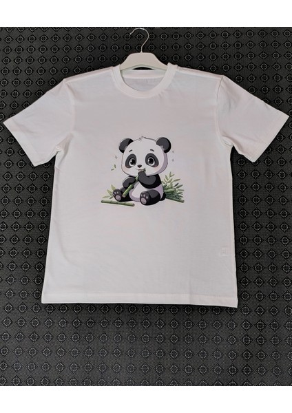 Sevimli Panda Baskılı Pamuklu Çocuk Tişörtü