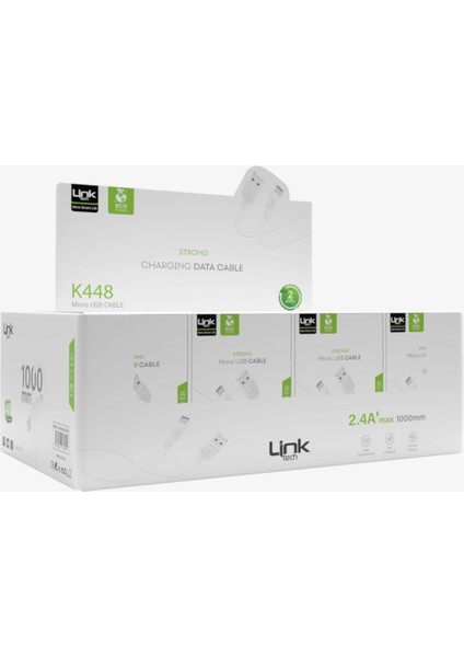 K448 Strong 1m 2.4A Usb-A → Mikro USB Çevre Dostu Şarj Kablosu
