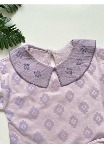 Çocuks Kilim Desenli Lila Renk Kız Bebek 2'li Takım modelleri
