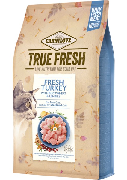 Kedi True Fresh Tahılsız Hindili Kuru Mama 1,8 kg (Kısırlaştırılmış) fiyatları