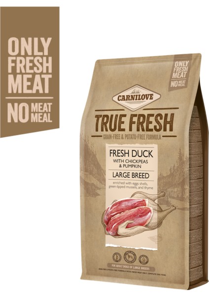 True Fresh Ördekli Tahılsız Iri Irk Yetişkin Köpek Kuru Maması 1,4 kg