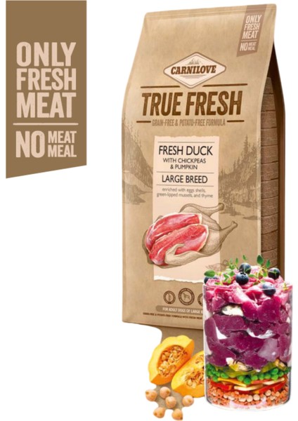 True Fresh Ördekli Tahılsız Iri Irk Yetişkin Köpek Kuru Maması 1,4 kg