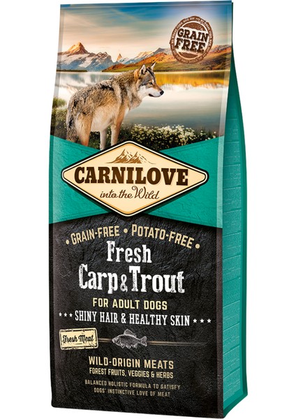 Balıklı Tahılsız Yetişkin Köpek Kuru Maması (Parlak Tüyler & Sağlıklı Cilt ) 12 kg