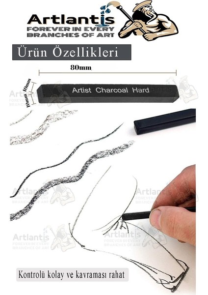 Sıkıştırılmış Kömür Füzen Seti 1 Paket Siyah Kare Press Kömür Füzen Yassı Çizim Gölgelendirme Grafit fiyatları