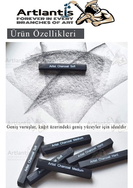 Sıkıştırılmış Kömür Füzen Seti 1 Paket Siyah Kare Press Kömür Füzen Yassı Çizim Gölgelendirme Grafit modelleri