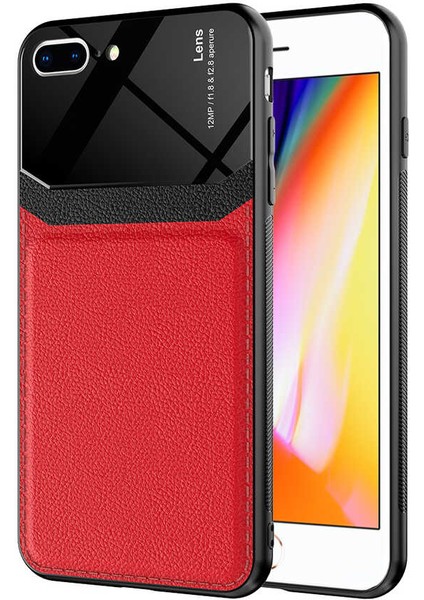 iPhone 8 Plus Kılıf Deri Görünümlü Emiks Kapak