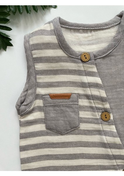 Minicixbebe Çizgili Müslin Erkek Bebek Yazlık Tulum fiyatları