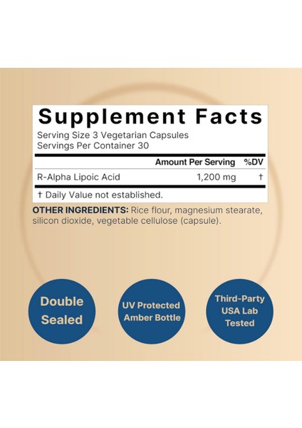 R Alpha Lipoic Acid 1,200 mg Per Serving, 90 Veggie Capsules.abd Menşei