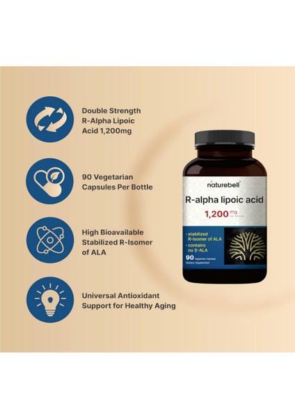 R Alpha Lipoic Acid 1,200 mg Per Serving, 90 Veggie Capsules.abd Menşei