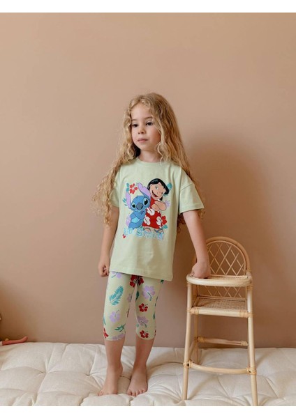 Baskılı Taytlı Kız Çocuk Takım