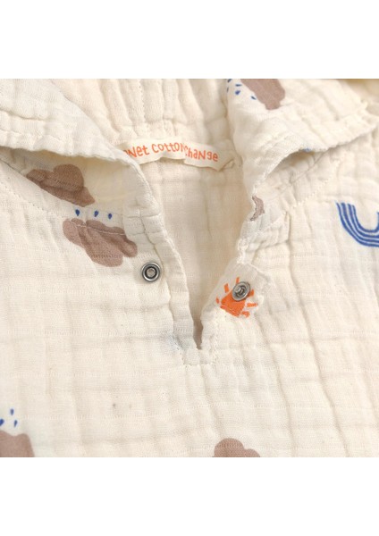 Muslin Kapşonlu Çocuk Banyo PONÇOSU, Pamuk, Nefes Alabilir, Yumuşak ve Cilt Dostu