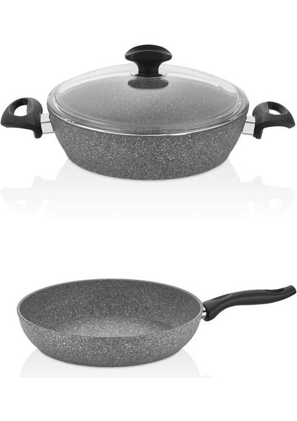 Granit Karnıyarık Tencere ve Tava Seti 30 cm