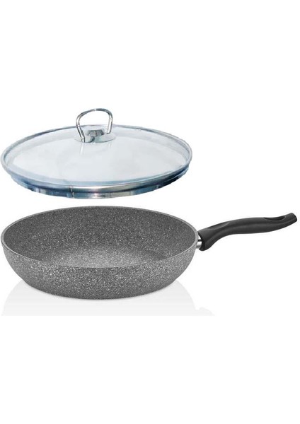 Granit Yapışmaz Tava 28 cm Cam Kapaklı