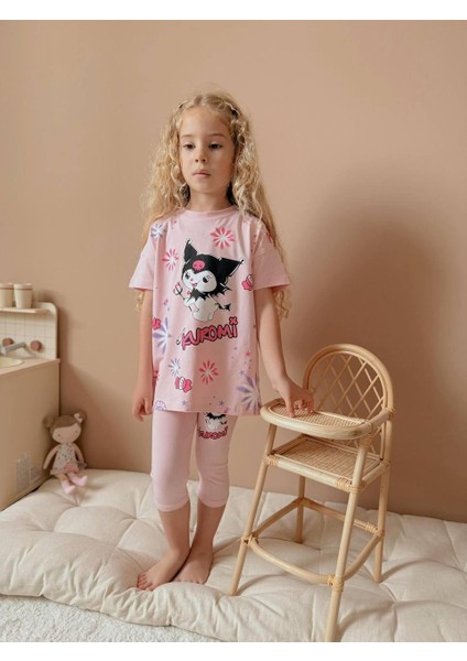 Kuromi Baskılı Taytlı Kız Çocuk Takım