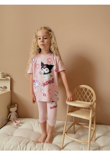 Kuromi Baskılı Taytlı Kız Çocuk Takım modelleri