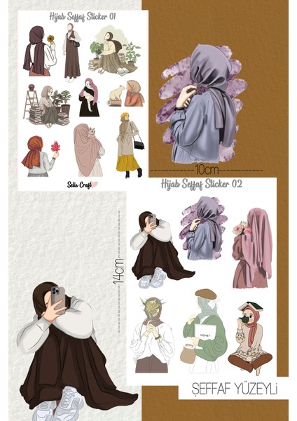 Hijab Girl Temalı Şeffaf Sticker Seti 01-02 Ajanda Planlayıcı Bullet Journal Için Uygundur