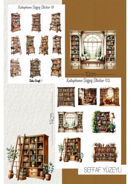 Kütüphane Temalı Şeffaf Sticker Seti 01-02 Ajanda Planlayıcı Bullet Journal Için Uygundur